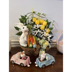 Easter Bunny Basket Center Piece with Tulips and Daisey's